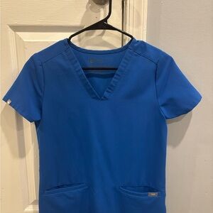 Figs Blue V-Neck Short Sleeve Tee